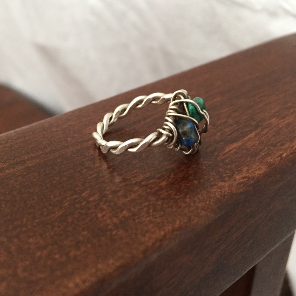 {Sterling Silver} Braided Stones Pinky Ring
